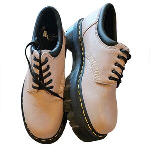 Dr. Martens 8053 Quad Vintage Taupe Pisa Platform Derby Shoes Womens NEW